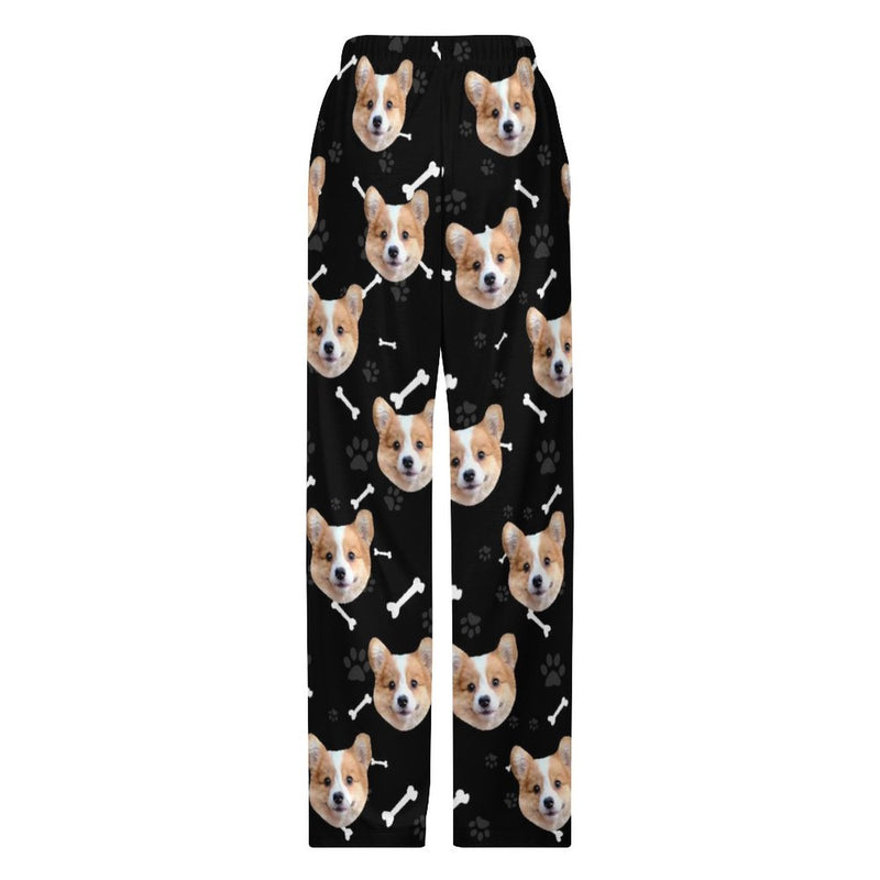 [For Kid&Adult] Personalized Face Dog Bone Multiple Color Paw Print Sleepwear Personalized Women's&Men's Long Pajama Pants