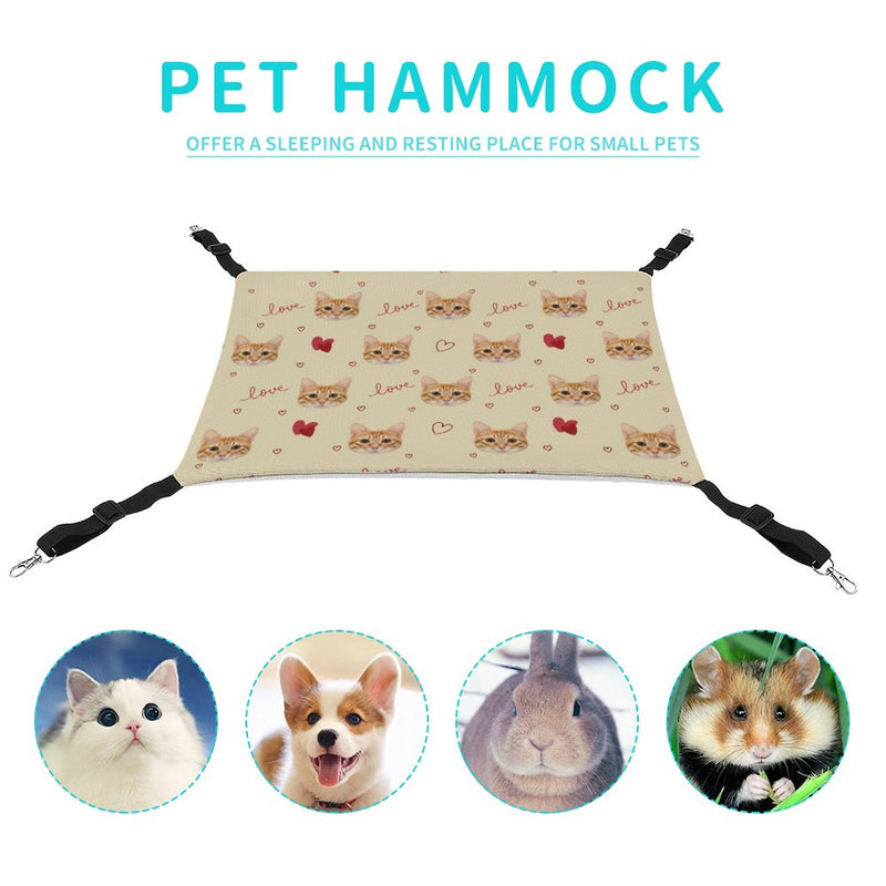 Custom Face Red Heart Pet Hammock Soft Pet Bed Personalized Gift For Cat Puppy