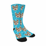 Custom Socks with Dog Face Printed Paw&Bone Pet Socks Personalized Sublimated Crew Socks for Mom