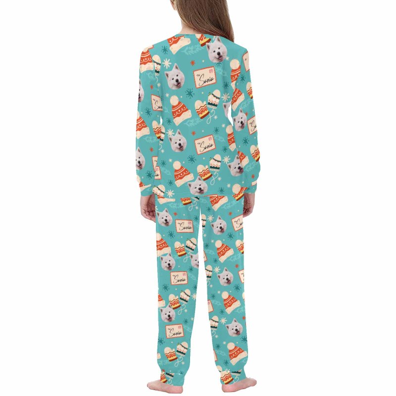 Custom Face Dessert Nightwear Personalized Family Matching Long Sleeve Pajamas Set