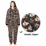 [Thick Soft Fabric] Funny Flannel Fleece Adult Onesie Pajamas Custom Seamless Face Jumpsuit Homewear