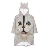 Custom Big Face Hoodie Three Quarter Sleeve Cool Hoodie Designs Women's Cat Ear Hooded Pullover