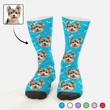 Custom Socks with Dog Face Printed Paw&Bone Pet Socks Personalized Sublimated Crew Socks for Mom