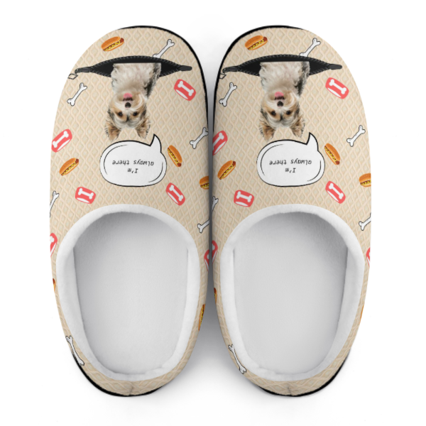 Custom Dog's Photo Always There All Over Print Cotton Slippers For Men Women