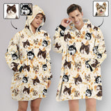 【Lowest Price in History】【Highly Recommend】 #Top 1 Wearable Blanket Hoodie Custom Faces Blanket Hoodie for Women Personalized Oversized Hoodie Fleece Blanket Photo Gifts