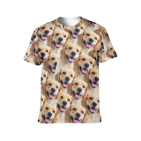 Personalized Seamless Face Tee Cute Dog Put Your Dog on A Shirt Custom Men's All Over Print T-shirt for Him