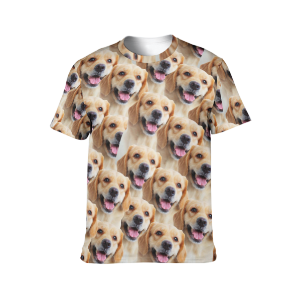 Personalized Seamless Face Tee Cute Dog Put Your Dog on A Shirt Custom Men's All Over Print T-shirt for Him