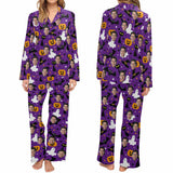 Halloween Custom Face Women's Long Pajama Set Persoanlized Sleepwear