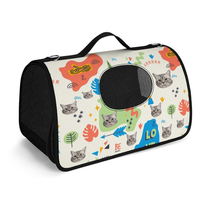 Custom Face Forest Elements Pet Handbag Personalized Dog Cat Carrier