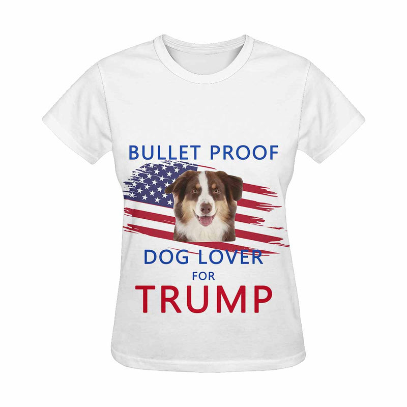 【Made In USA】Custom Pet Dog Face  USA Election Trump T-Shirt Personalized Election Tee for Pet Lovers