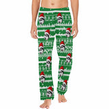 Custom Pet Face Christmas Red Hat Snowflake Sleepwear Personalized Women's&Men's Slumber Party Long Pajama Pants