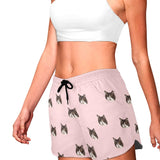 Custom Face Women's Pajama Shorts Personalized Solid Color Sleepwear Shorts