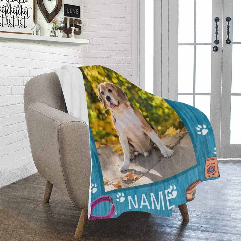 Personalized Dog Portrait Throw Blanket Custom Blanket With Photo&Name