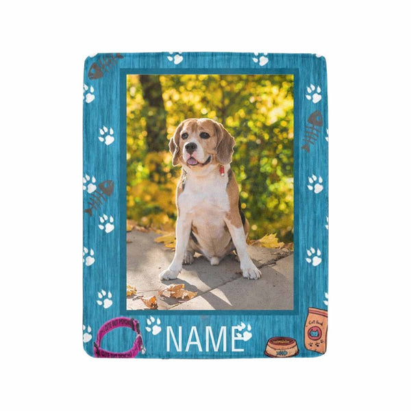 Personalized Dog Portrait Throw Blanket Custom Blanket With Photo&Name