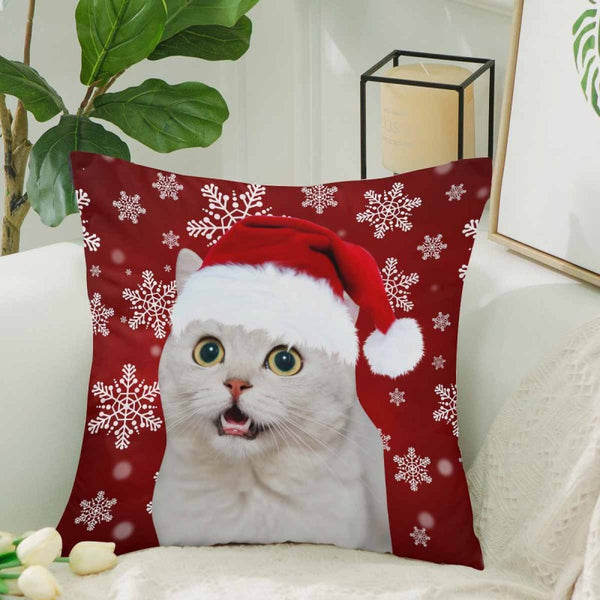 Custom Dog Christmas Snowflake Throw Pillow Cover