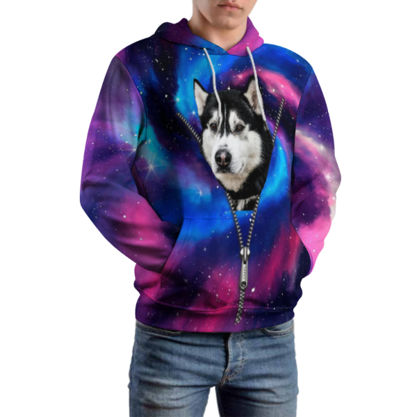 Custom Pet Face Galaxy Hoodie Personalized Dog Face Unisex Loose Hoodie Custom Plus Size Top Outfits All Over Print Hooded Pullover