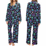 Halloween Custom Face Women's Long Pajama Set Persoanlized Sleepwear