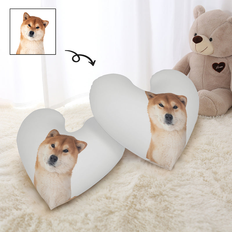 Custom Face White Heart Pillow Throw Pillows Your Pet On a Pillow Pet Face Pillow