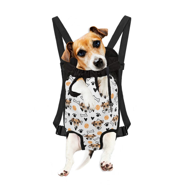 Custom Face Bones&Balls Pet Backpack Carrier For Medium Dogs Cats Personalized Travel Bag