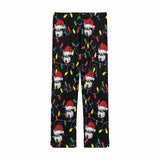 Custom Pet Face Colored Light Bulbs Christmas Red Hat Sleepwear Personalized Women's&Men's Slumber Party Long Pajama Pants