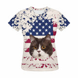 Custom Face Shirt American Flag Women's All Over Print T-shirt  Design Tee with Picture for Independence Day