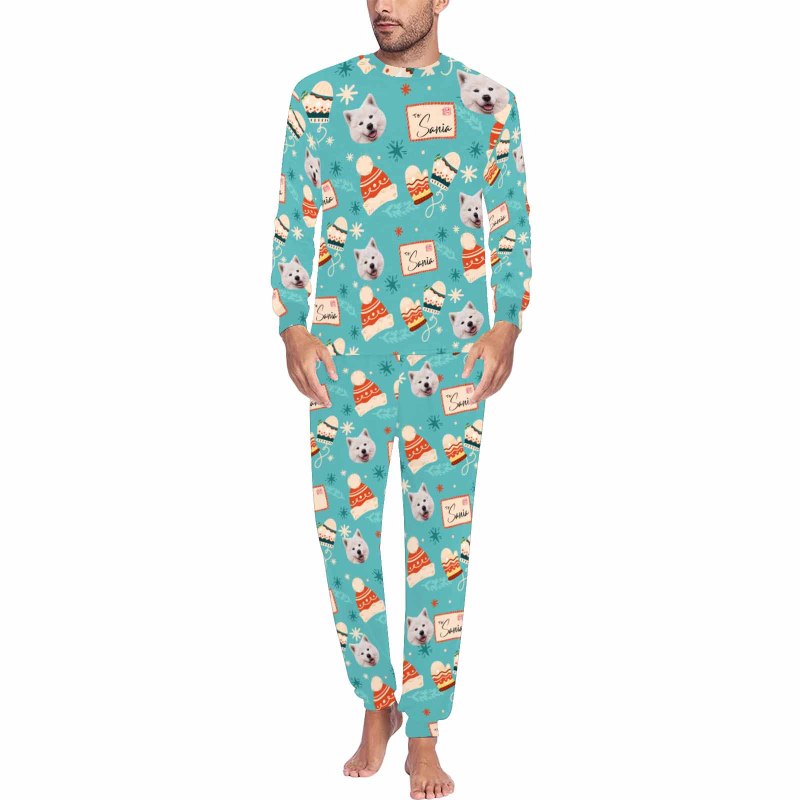 Custom Face Dessert Nightwear Personalized Family Matching Long Sleeve Pajamas Set