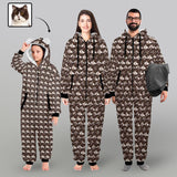 [Thick Soft Fabric] Funny Flannel Fleece Adult Onesie Pajamas Custom Seamless Face Jumpsuit Homewear