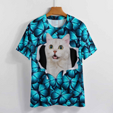 【Flash Sale】Custom Pet Cat Photo Butterfly Classic Women's T-shirt Personalized Women's All Over Print T-shirt