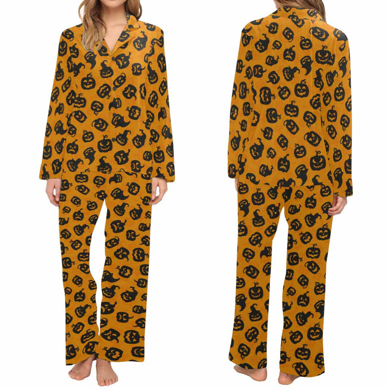 Halloween Custom Face Women's Long Pajama Set Persoanlized Sleepwear