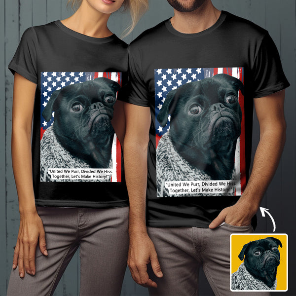 【Made In USA】Custom Pet Face 2024 Election Trump T-Shirt Personalized Election Tee for Pet Lovers