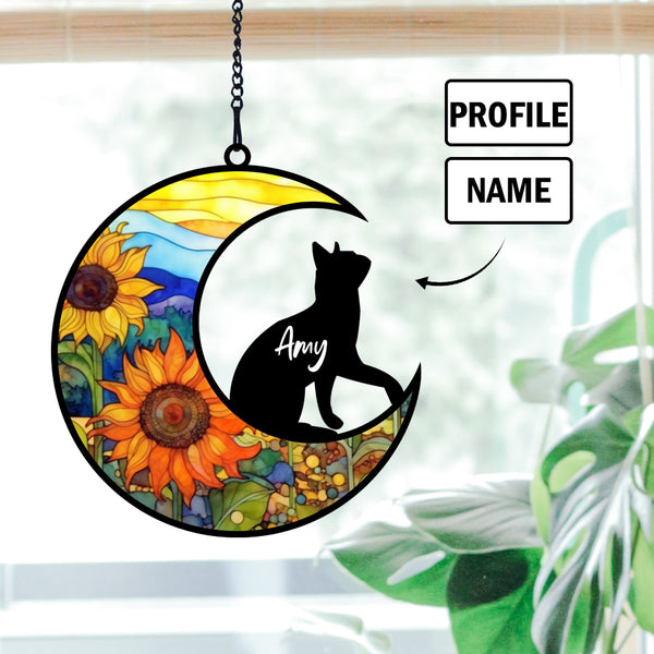 Custom Name Profile Dog Memorial Suncatcher Circle Acrylic Window Hanging Ornament  Loss of Pet Sympathy Gift