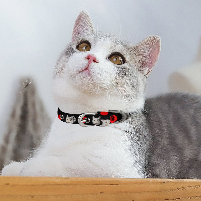 Custom Face Heart Black Pet Collar Personalized Dog Cat Collar
