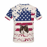 Custom Face Shirt American Flag Women's All Over Print T-shirt  Design Tee with Picture for Independence Day