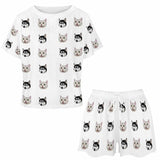 [Up To 5 Faces] Custom Face Cute Pet Pajama Set Women's Short Sleeve Top and Shorts Loungewear Athletic Tracksuits