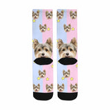 Personalised Pet Socks Pink Funny Custom Dog Face Socks Printed Photo Pet Socks Sublimated Crew Socks