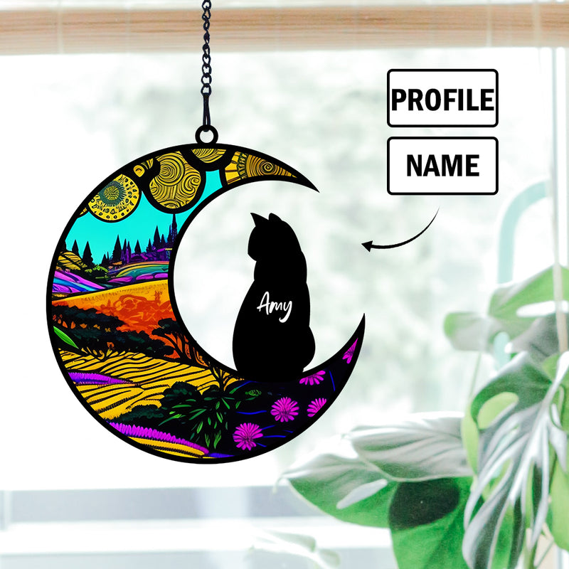 Custom Name Profile Dog Memorial Suncatcher  Acrylic Window Hanging Ornament  Loss of Pet Sympathy Gift