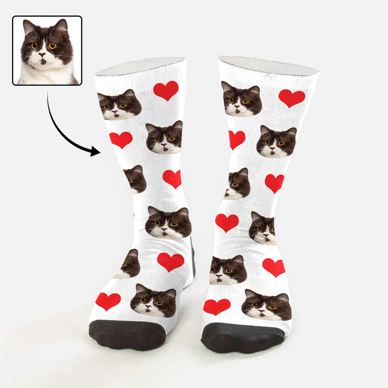 Custom Socks with Faces Love Heart Sublimated Crew Socks Personalized Picture Socks Unisex Gift for Men Women