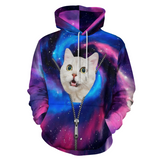 Custom Pet Face Galaxy Hoodie Personalized Dog Face Unisex Loose Hoodie Custom Plus Size Top Outfits All Over Print Hooded Pullover