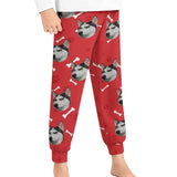 [For Kid&Adult] Personalized Face Dog Bone Multiple Color Paw Print Sleepwear Personalized Women's&Men's Long Pajama Pants