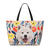 Custom Pet Face Large Capacity Beach Travel Bag Large Capacity Beach Bag with Wet Pocket