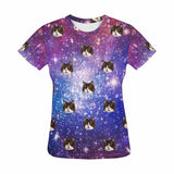 Custom  Face Tee Galaxy Starry Night Shirts Personalized Women's All Over Print T-shirt