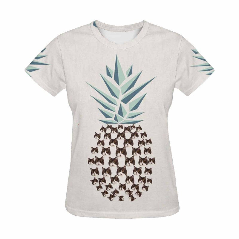 Custom Face Pineapple Shirts Personalized Women's All Over Print T-shirt Gift Ideas For Her