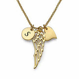 Custom Letter Angel Wings Pendant Necklace Personalized Necklace Gift
