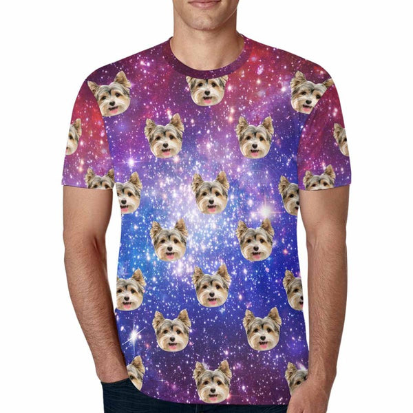 Custom Girlfriend Face Tee Galaxy Starry Night Men's All Over Print T-shirt Design Unique Gift
