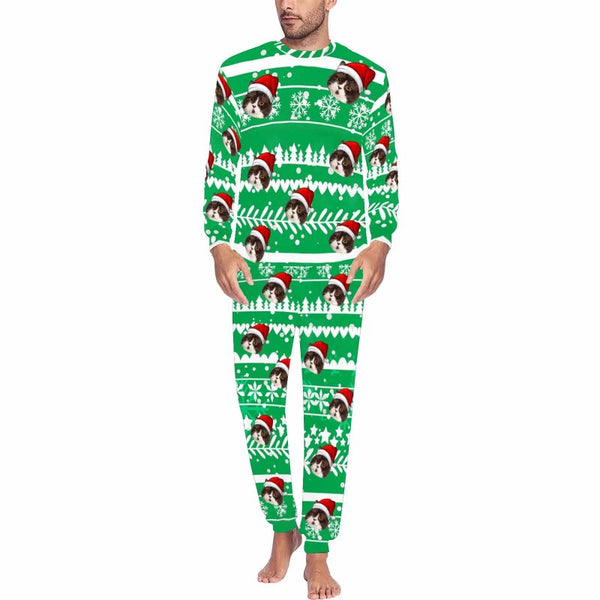 Custom Face Christmas Pattern Sleepwear Personalized Family Matching Long Sleeve Pajamas Set