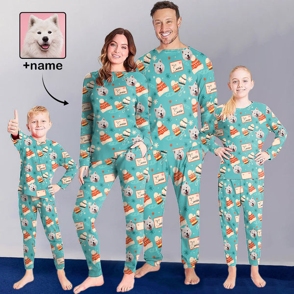 Custom Face Dessert Nightwear Personalized Family Matching Long Sleeve Pajamas Set