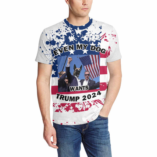【Made In USA】Custom Pet Face 2024 Survived Shot At Election Trump T-Shirt Personalized Election Tee for Pet Lovers