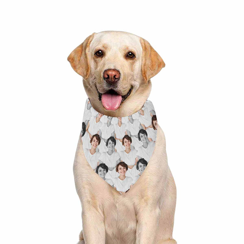 Custom Face Pajama Profile Women's Long Pajama Set Matching Dog Bandana Personalized Sleepwear