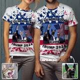 【Made In USA】Custom Pet Face 2024 Survived Shot At Election Trump T-Shirt Personalized Election Tee for Pet Lovers