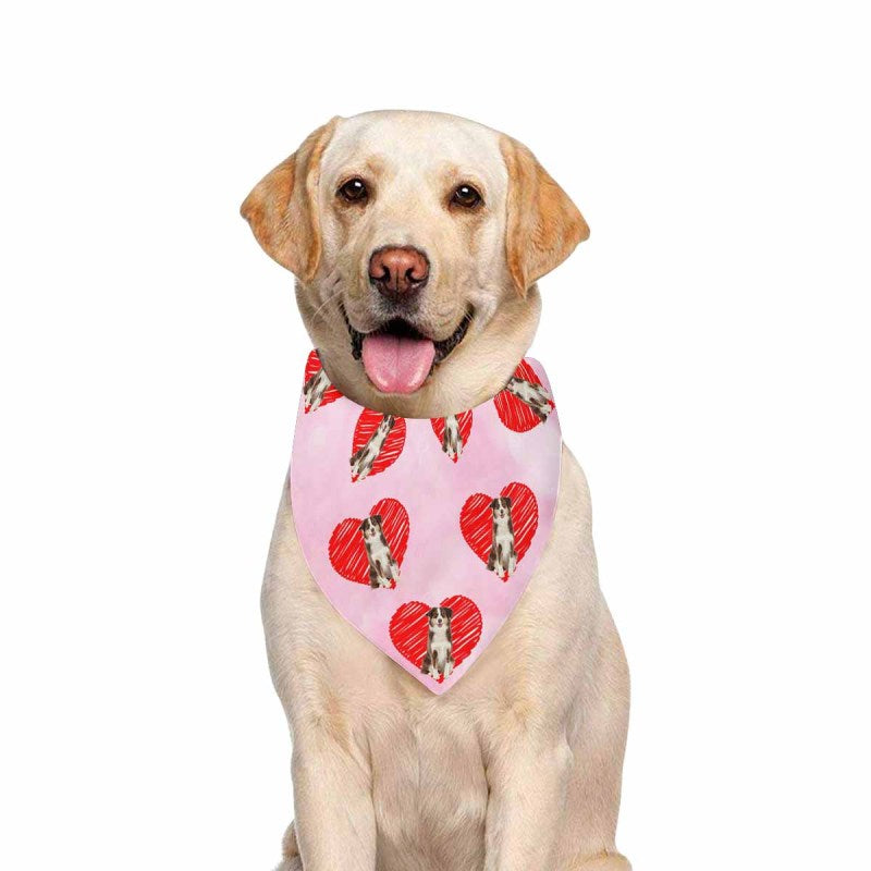 Custom Face Love Heart Pink Couple Pet Bandana